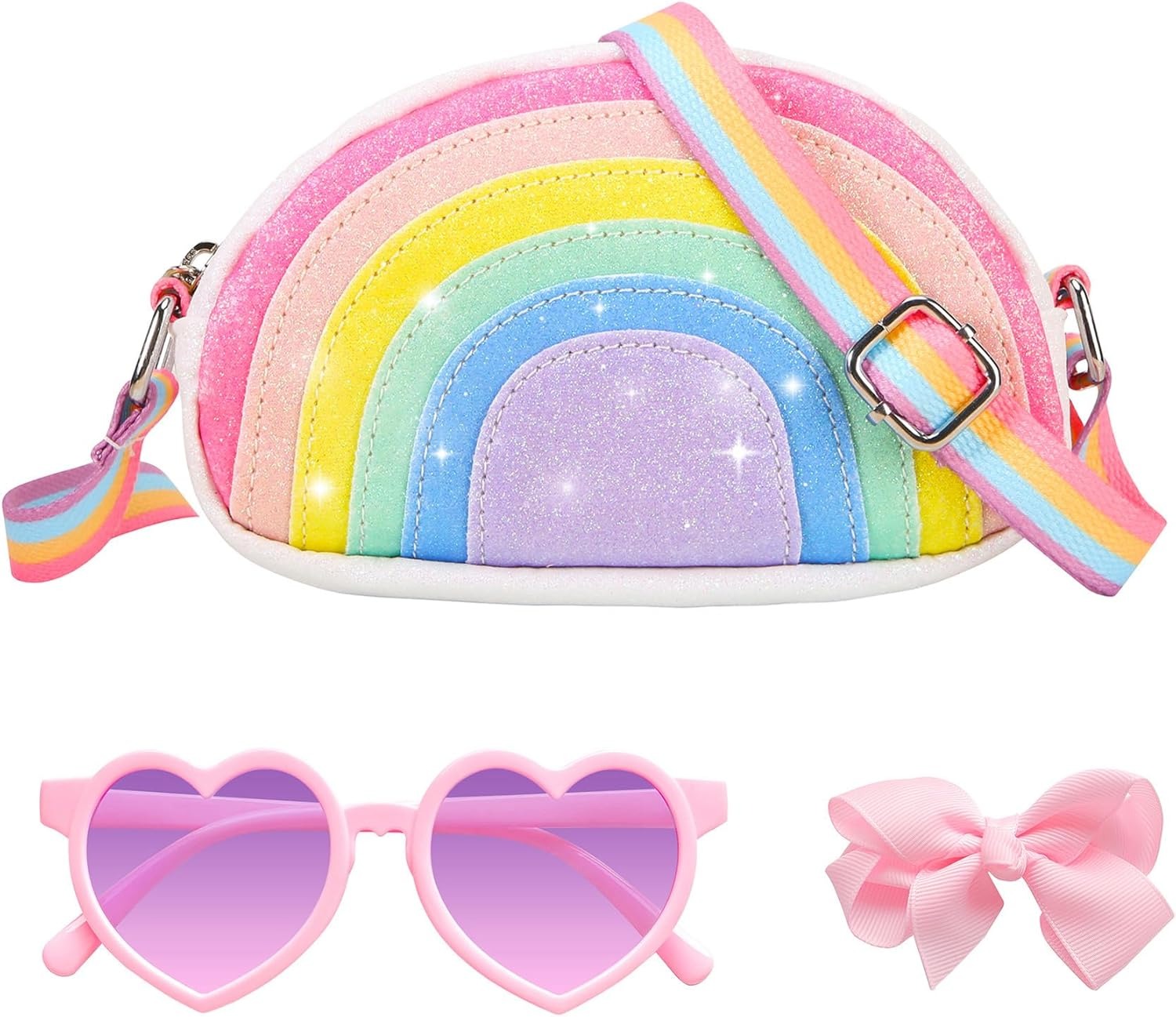 Picture of Toddler Rainbow Purse for Kids Gift Set Little Girls Cute Crossbody Bag